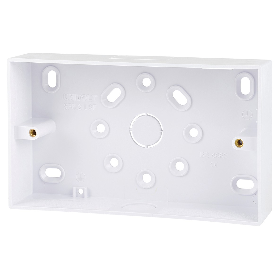 5x Univolt 2 Gang 32mm PVC LSF Square Cornered Surface Box 959646
