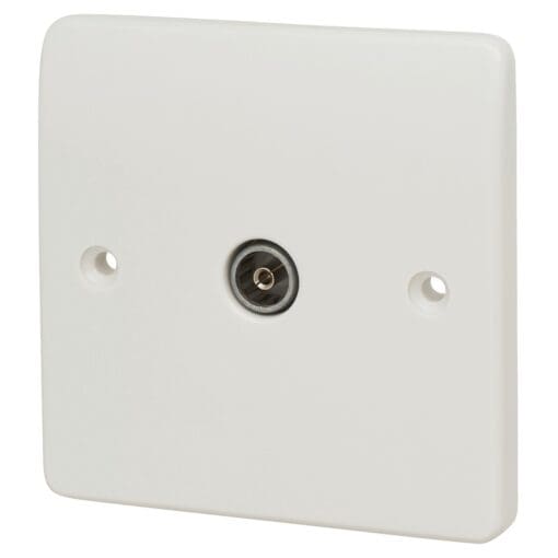 MK Logic Plus 1 Gang Single Coaxial Socket - IEC Female Plate - White 963436