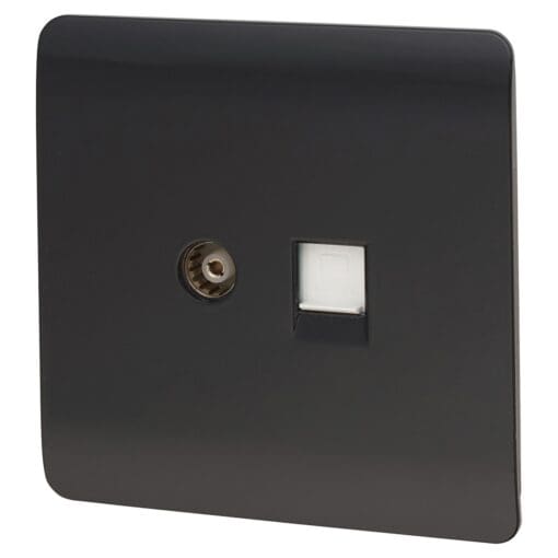 Trendi TV Co-axial & PC Ethernet Socket - Black 967760