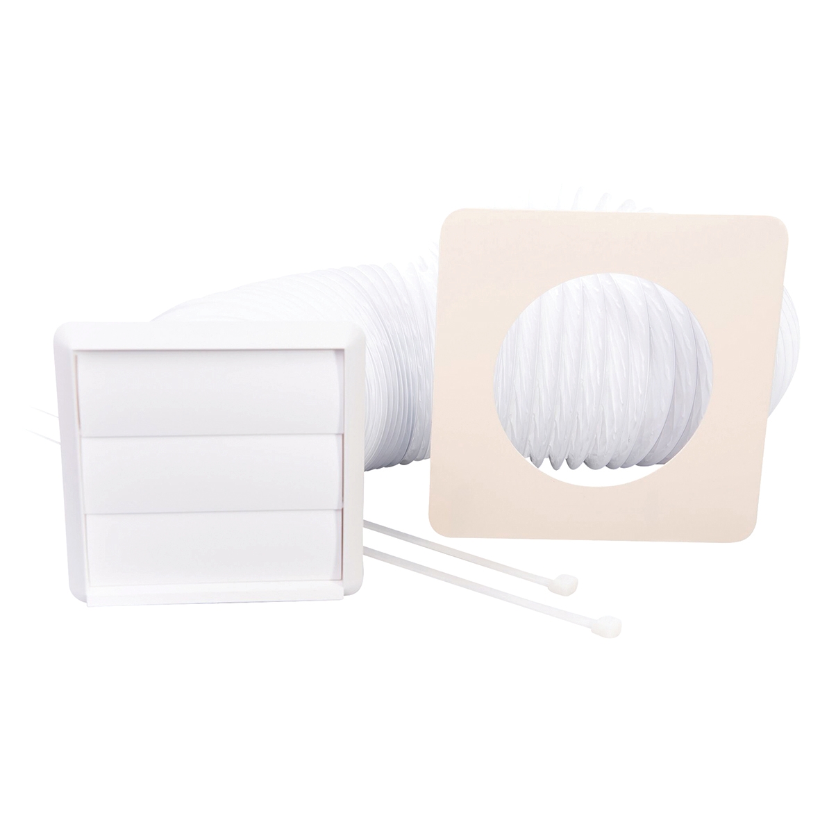 Rytons 125mm Venting Kit with Gravity Grille (3m L Duct) - White 970545