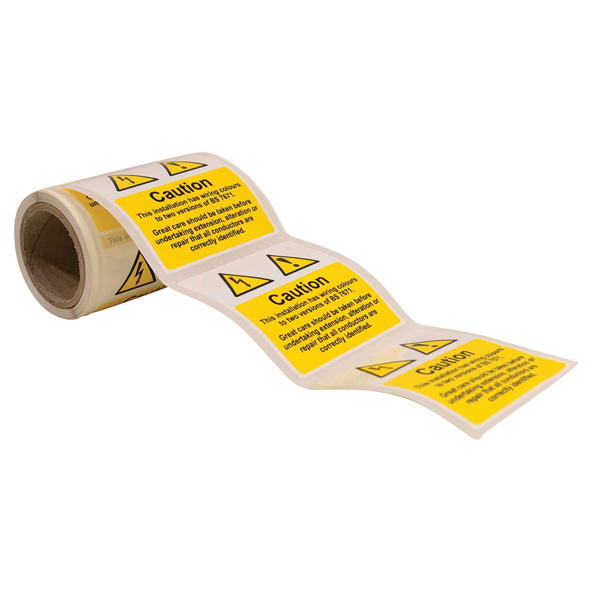 Spectrum Caution Mixed Cable Notice Label 75 x 75mm - 100 Roll 971252