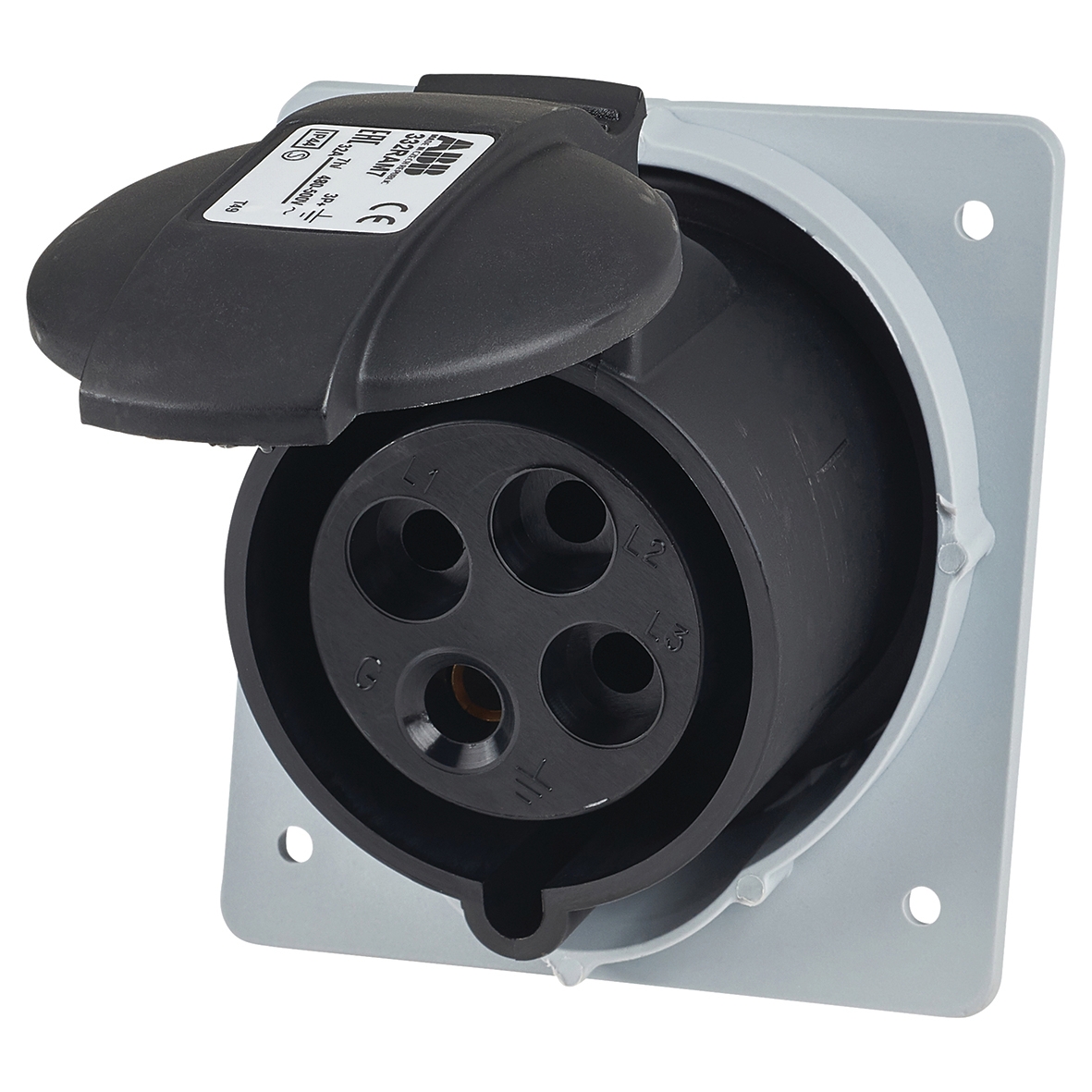 ABB 32A 2 Pin and Earth Splashproof Socket Outlet - Black 975191