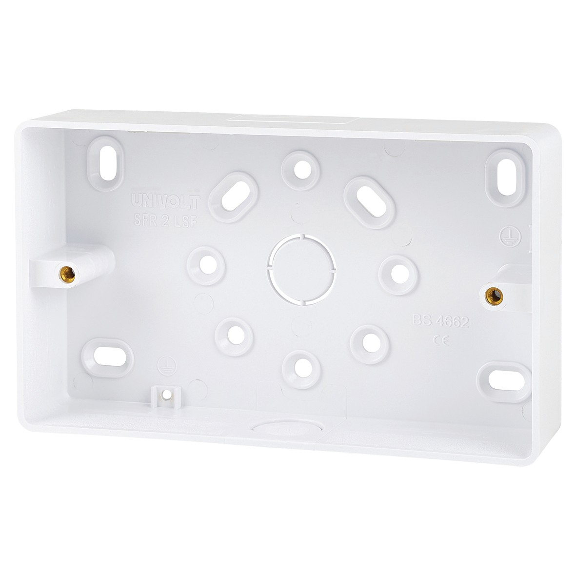 Univolt 2 Gang 32mm PVC LSF Round Cornered Surface Box 981246