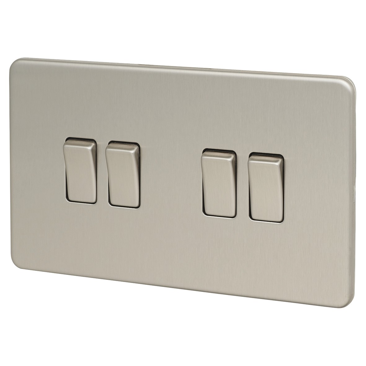 Knightsbridge 10AX 4 Gang 2 Way Switch - Brushed Chrome 981598