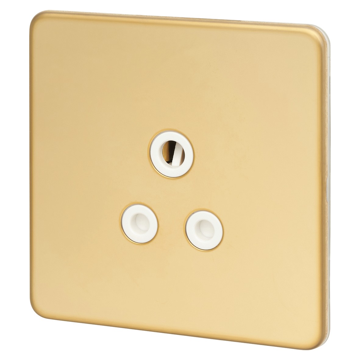 Knightsbridge 5A Unswitched Round Pin Socket - Polished Brass with Whit 984704