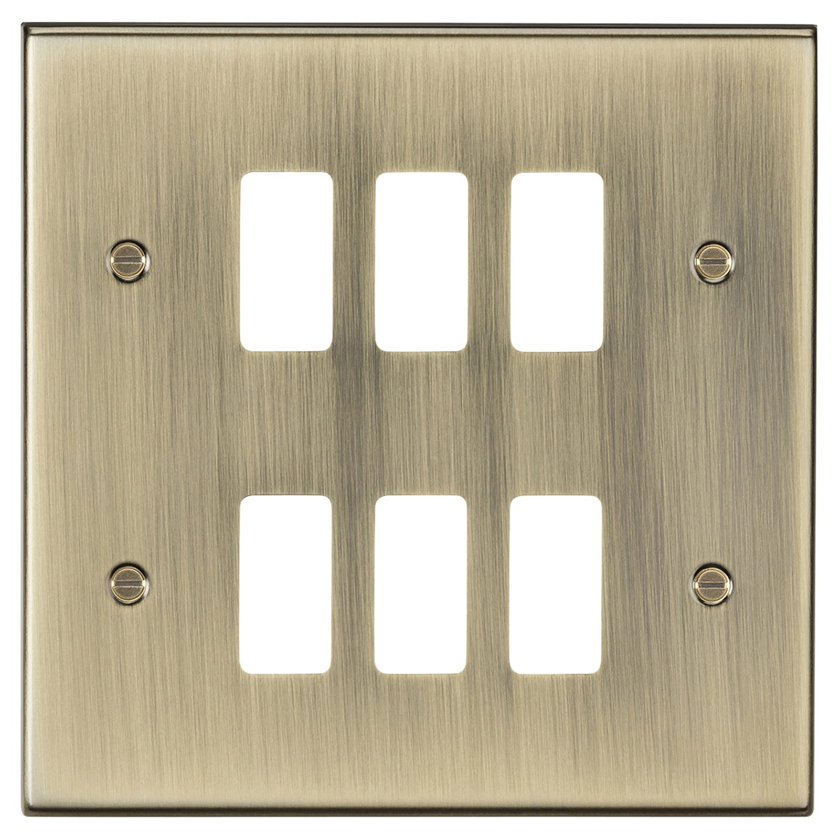 Knightsbridge 6 Module Grid Switch Faceplate - Antique Brass 990581