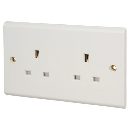 Deta 13A 2 Gang Unswitched Socket - White 997041