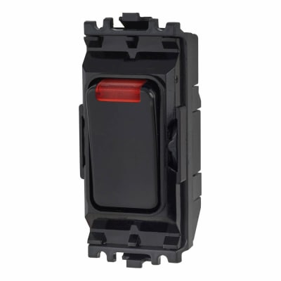 MK 20A 1 Way Double Pole Grid Switch with Neon - Black 997885