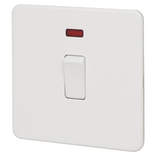Knightsbridge 20A 1 Gang Double Pole Switch with Neon - Matt White 998333