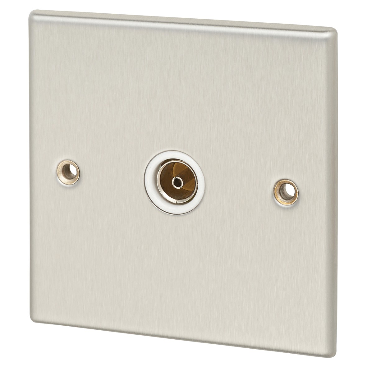 Contactum 1 Gang Isolated Coaxial Socket - Brushed Steel with White Ins 998822