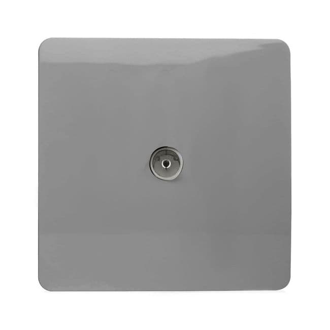 Trendi 1 Gang Screwless TV Coaxial Socket - Gloss Light Grey 683373