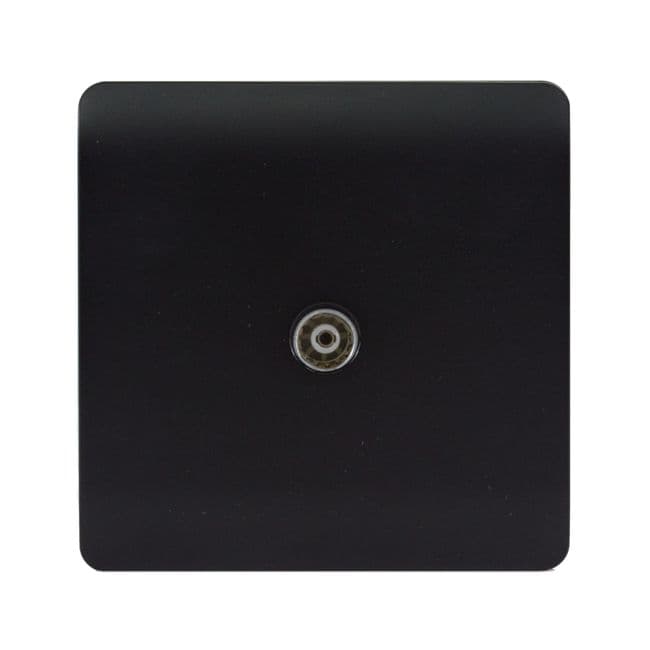 Trendi 1 Gang Screwless TV Coaxial Socket - Matt Black 592325