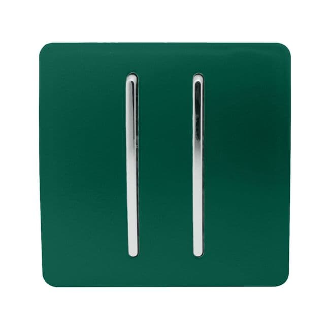 Trendi 10A 2 Gang 2 Way Screwless Light Switch - Gloss Dark Green 413468