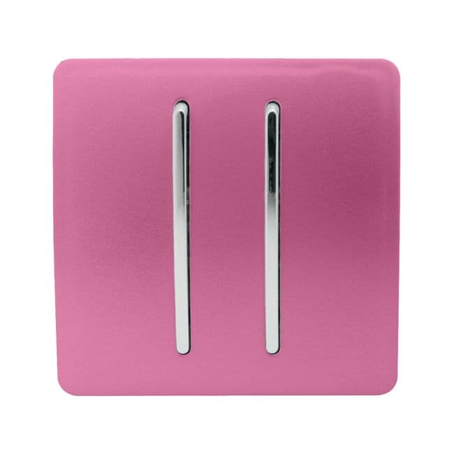 Trendi 10A 2 Gang 2 Way Screwless Light Switch - Gloss Pink 774588