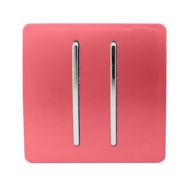 Trendi 10A 2 Gang 2 Way Screwless Light Switch - Gloss Strawberry 669535