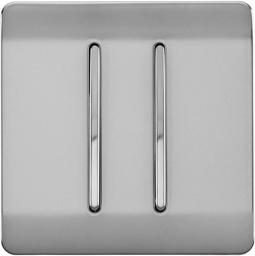 Trendi 10A 2 Gang 3 Way Intermediate Screwless Light Switch - Gloss War 990638