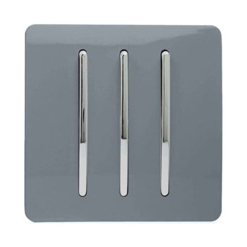 Trendi 10A 3 Gang 2 Way Screwless Light Switch - Gloss Warm Grey 183596