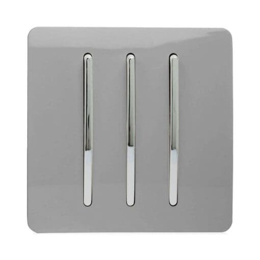 Trendi 10A 3 Gang 2 Way Screwless Light Switch - Gloss Light Grey 208566
