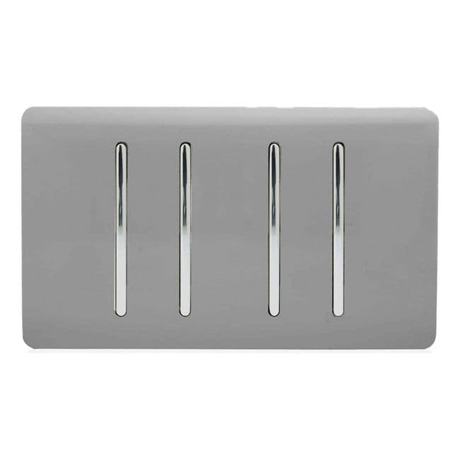 Trendi 10A 4 Gang 1 x 2 Way 3 x 3 Way Intermediate Screwless Light Swit 980788
