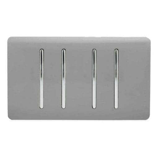 Trendi 10A 4 Gang 2 Way Screwless Light Switch - Gloss Light Grey 385665