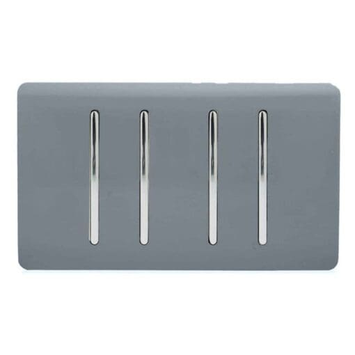Trendi 10A 4 Gang 2 Way Screwless Light Switch - Gloss Warm Grey 555644