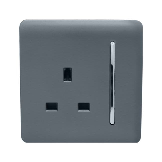 Trendi 13A 1 Gang Screwless Switched Double Pole Socket - Gloss Warm Gr 758880