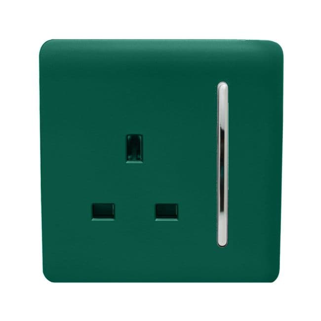 Trendi 13A 1 Gang Screwless Switched Double Pole Socket - Gloss Dark Gr 142015