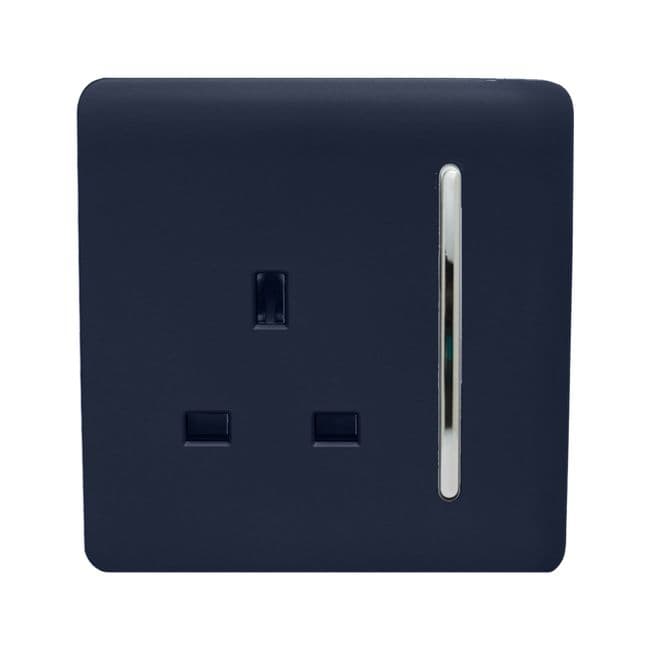 Trendi 13A 1 Gang Screwless Switched Double Pole Socket - Gloss Navy 409128