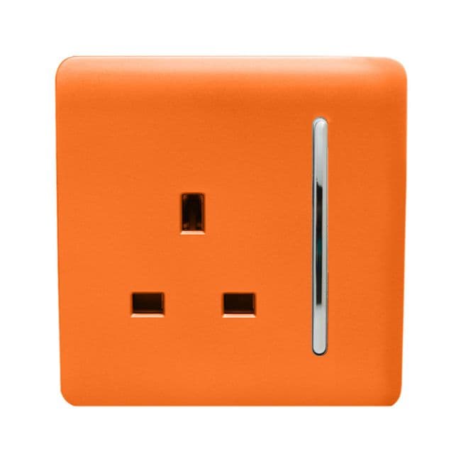 Trendi 13A 1 Gang Screwless Switched Double Pole Socket - Gloss Orange 467629
