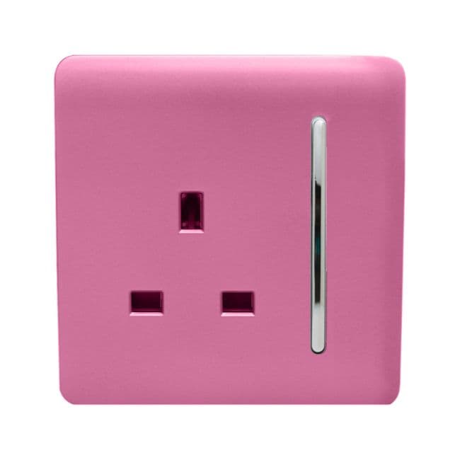 Trendi 13A 1 Gang Screwless Switched Double Pole Socket - Gloss Pink 638990