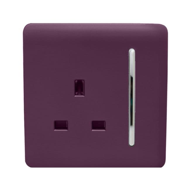 Trendi 13A 1 Gang Screwless Switched Double Pole Socket - Gloss Plum 317233