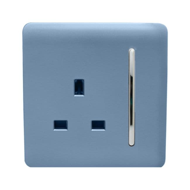 Trendi 13A 1 Gang Screwless Switched Double Pole Socket - Gloss Sky 427488