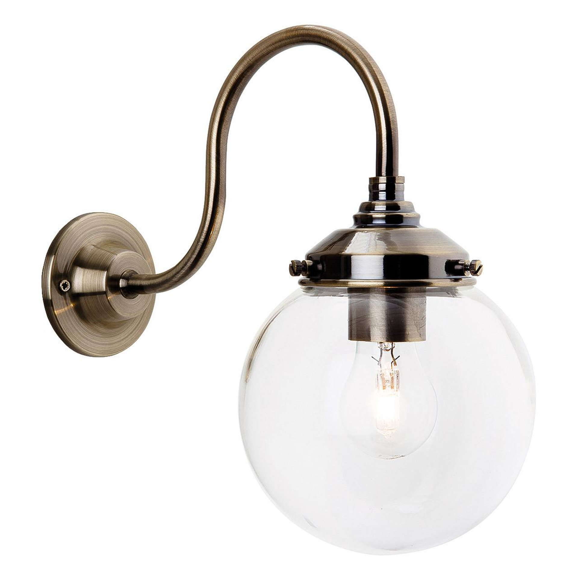 Altro Victoria Indoor Wall Light with Round Clear Glass Shade - Antique 288671