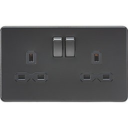 Knightsbridge 13A 2 Gang DP Switched Socket Matt Black 000831