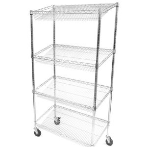 Eclipse Chrome Wire 4 Tier Sloped Shelf Trolley